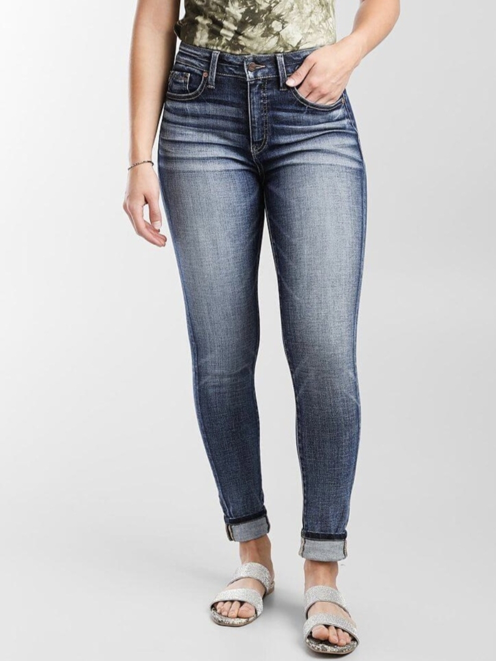 Buckle Black Women's Skinny Jeans Blue Denim Stretch Pockets size 26